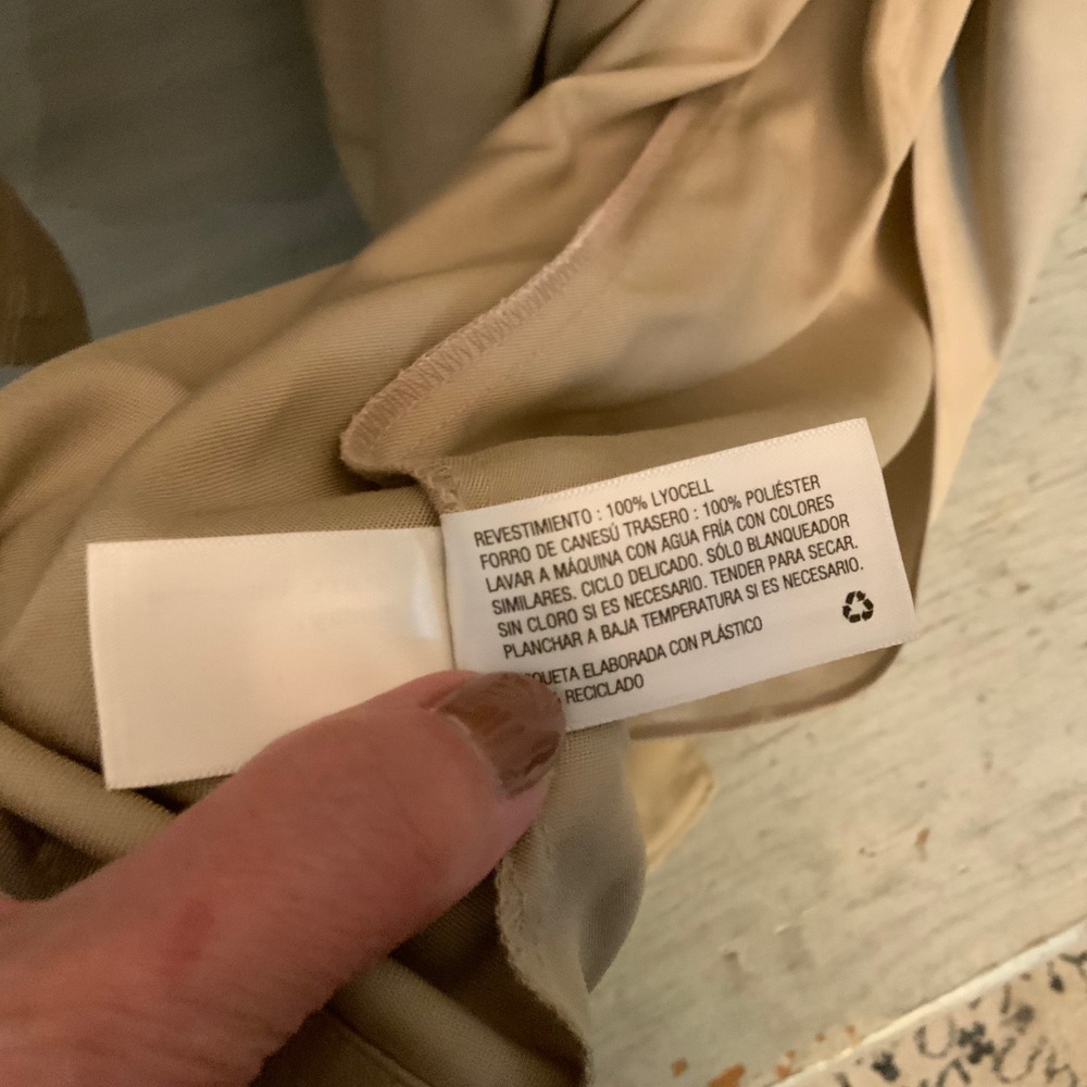 a New Day Tan Lightweight Tie Waist Short Trench Coat Jacket Size Large GC - Picture 8 of 8